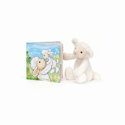 Jellycat Agneau Timide Et Sa Maman Livre and Bashful Lamb Medium New Zealand | QSKLY0513